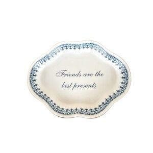 VTG 1980s Gump's SF Andrea by Sadek Blue White "Friends...Presents" Trinket Dish